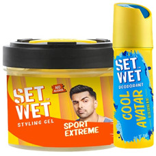 Deals and Offers on Beauty Care - SET WET Styling Combo for Men, Sport Extreme Hair Gel, 250g + Cool Avatar Deodorant Deals, Discounts & Offers on Beauty Care - SET WET Styling Combo for Men, Sport Extreme Hair Gel, 250g + Cool Avatar Deodorant