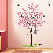 Deals and Offers on - Decal O Decal PVC Vinyl Tree with Birds and Nest Botanical Wall Stickers (Pink, 120X90cm) Deals, Discounts & Offers on - Decal O Decal PVC Vinyl Tree with Birds and Nest Botanical Wall Stickers (Pink, 120X90cm)