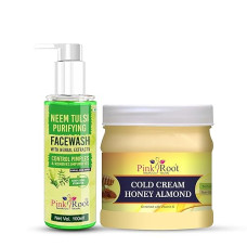 Deals and Offers on Beauty Care - Pink Root Neem Tulsi Purifying Face Wash 100ml with Cold Cream Honey Almond Enriched with Vitamin E 500gm Deals, Discounts & Offers on Beauty Care - Pink Root Neem Tulsi Purifying Face Wash 100ml with Cold Cream Honey Almond Enriched with Vitamin E 500gm