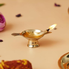 Deals and Offers on - eCraftIndia Golden Decorative Brass Diya with Stand and Holder Deals, Discounts & Offers on - eCraftIndia Golden Decorative Brass Diya with Stand and Holder
