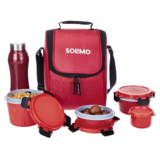 Deals and Offers on - Amazon Brand - Solimo Lunch Box set with Insulated Fabric Bag | Leak Proof Microwave Safe Containers & BPA Free Detachable Lock Lids | 250 + 400 + 500 + 150 ml Containers & 750ml SS Water Bottle | Red Deals, Discounts & Offers on - Amazon Brand - Solimo Lunch Box set with Insulated Fabric Bag | Leak Proof Microwave Safe Containers & BPA Free Detachable Lock Lids | 250 + 400 + 500 + 150 ml Containers & 750ml SS Water Bottle | Red