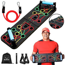 Deals, Discounts & Offers on  - Pushup Board for Men with Resistance Tubes by SLOVIC 64 Plus Full Body Exercise Board Durable & Non-Slip & Foldable Pushup Board for Men All in One Pushup Board