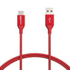 Deals, Discounts & Offers on  - amazon basics Double Braided Nylon Usb Type-C To Type-A 2.0 Male Cable, Laptop (Red, 3 Feet)