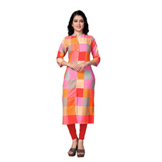 Deals and Offers on Women - Venisa Women's Rayon Checkered Kurti (Large, Multi Color) Deals, Discounts & Offers on Women - Venisa Women's Rayon Checkered Kurti (Large, Multi Color)