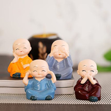 Deals and Offers on - eCraftIndia Colorful 4 Monks Buddha Figurines - Deals, Discounts & Offers on - eCraftIndia Colorful 4 Monks Buddha Figurines -