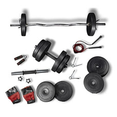 Deals, Discounts & Offers on  - Lifelong PVC Home Gym Set 10Kg Plate 3Feet Curl Rod and Dumbbells Rods with Gym Accessories, Black