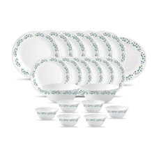 Deals and Offers on - LaOpala Dew Dinner Set, 21-Pieces, White/Lavender Deals, Discounts & Offers on - LaOpala Dew Dinner Set, 21-Pieces, White/Lavender