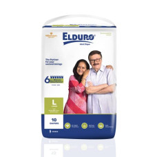 Deals, Discounts & Offers on  - ELDURO Adult Diaper Tape Style, Large 101-139 cm (40''-55''), 10 Count, Unisex With Wetness Indicator, Leakproof, 14 hrs Overnight Protection, Aloe Vera, Pack of 1