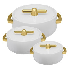Deals and Offers on - Selvel Elegance Inner Steel Casserole Set of 3 (1700ml, 1200ml, 600ml) | BPA Free | Advanced P.U. Insulation | Keeps Food hot & Fresh Deals, Discounts & Offers on - Selvel Elegance Inner Steel Casserole Set of 3 (1700ml, 1200ml, 600ml) | BPA Free | Advanced P.U. Insulation | Keeps Food hot & Fresh