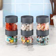 Deals, Discounts & Offers on  - CELLO Modustack Glassy Storage Jar, 500ml (Set of 6), Grey