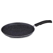 Deals, Discounts & Offers on Cookware - Amazon Brand - Solimo Aluminium Non-Stick Dosa Tawa | Granite Finish | Induction Base | Pfoa Free | High Temperature Resistant Exterior Coating | 25 Cm | Grey