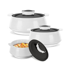 Deals, Discounts & Offers on  - MILTON Venice Jr. Insulated Inner Stainless Steel Casserole, Set of 3, (450 ml, 850 ml, 1.35 litres), Micro White| Double Walled | Hot & Cold