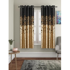 Deals, Discounts & Offers on  - Amazon Brand - Solimo Polyester Polka Print Window Curtain (Pack of 2, 5 Feet, Brown)
