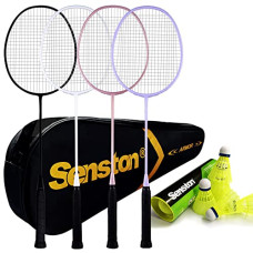 Deals and Offers on - Senston Badminton Rackets 4 Pack, Badminton Set Including 1 Badminton Bag/4 Rackets/6 Nylon Badminton Black White Pink Purple Deals, Discounts & Offers on - Senston Badminton Rackets 4 Pack, Badminton Set Including 1 Badminton Bag/4 Rackets/6 Nylon Badminton Black White Pink Purple