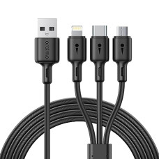 Deals and Offers on - Oraimo 3 In 1 Charging Cable,3A Charging Cable With Micro Usb, Type-C And Lighting Port Compatible For Android, Ios And Type C Devices,1.2Mtr Long, Black Deals, Discounts & Offers on - Oraimo 3 In 1 Charging Cable,3A Charging Cable With Micro Usb, Type-C And Lighting Port Compatible For Android, Ios And Type C Devices,1.2Mtr Long, Black