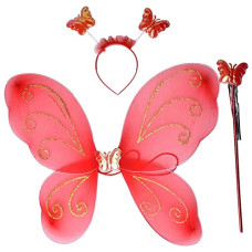 Deals, Discounts & Offers on  - Fairy Butterfly Wings with Matching Hair Band and Magic Wand Costume for Baby Girls Birthday Party/Princess Accessories/Party Gift