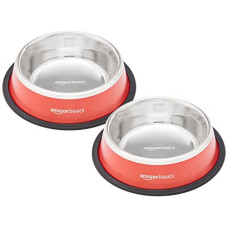 Deals and Offers on - Amazon Basics Pet Feeding Bowl 700 ml, Red (Set of 2) Deals, Discounts & Offers on - Amazon Basics Pet Feeding Bowl 700 ml, Red (Set of 2)