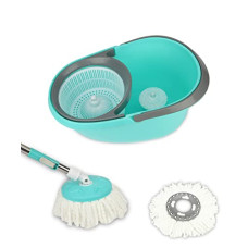 Deals, Discounts & Offers on Home Improvement - Frestol Happy Home Plastic Mop with 2 Refills - Sea Green