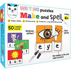 Deals, Discounts & Offers on  - Play Panda Make and Spell Type 2-150 Piece Spelling Puzzle - Learn to Spell 50 Three Letter Words - Educational Puzzles with Unique Write and Wipe Feature - Beautiful Colourful Pictures (Age 4+)