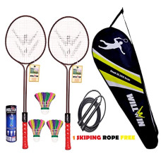 Deals and Offers on - Willwin Double Shaft Badmintion Set of 2 Racket and 1 Fancy Cover and 3 Shuttle and 1 Rope Free Deals, Discounts & Offers on - Willwin Double Shaft Badmintion Set of 2 Racket and 1 Fancy Cover and 3 Shuttle and 1 Rope Free