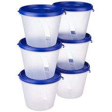 Deals and Offers on - Amazon Brand - Solimo Nestable & Stackable Polypropylene Container Set, Round, 1000 ml, Set of 6, Blue Deals, Discounts & Offers on - Amazon Brand - Solimo Nestable & Stackable Polypropylene Container Set, Round, 1000 ml, Set of 6, Blue