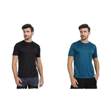 Deals, Discounts & Offers on Men - FTX Men's Dri-Fit Round Neck T-Shirt - Black (723_2) Men's Dri-Fit Round Neck T-Shirt - Airforce Blue (723_5) Combo