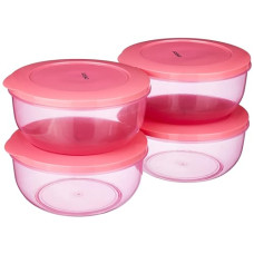 Deals and Offers on - Amazon Brand - Solimo Nestable & Stackable Container Set, Round, 1900 ml, Set of 4, Pink Deals, Discounts & Offers on - Amazon Brand - Solimo Nestable & Stackable Container Set, Round, 1900 ml, Set of 4, Pink