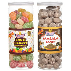 Deals, Discounts & Offers on  - JUSTONE Fruit Hearts and Masala Black Pepper Candy, 460 g
