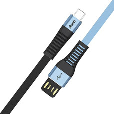 Deals, Discounts & Offers on  - Foxin FLAT Premium USB to Type C 1.2mt 480 mbps Charge & Sync Cable (Blue/Black)