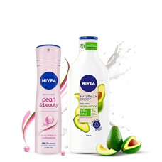 Deals, Discounts & Offers on Beauty Care - Nivea Pearl & Beauty Deodorant 48 Hrs, 150ml & Naturally Good, Natural Avocado Body Lotion, 200ml