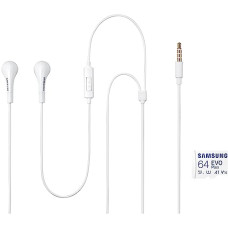 Deals, Discounts & Offers on Accessories - Samsung EVO Plus 64GB microSDXC UHS-I U1 130MB/s Full HD & 4K UHD Memory Card with Adapter (MB-MC64KA) & Ehs64 Ehs64Avfwecinu Hands-Free Wired in Ear Earphones with Mic with Remote Note (White)