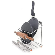 Deals, Discounts & Offers on  - AB99 COLLECTION Stainless Steel Chakla Belan and Tawa Stand for kitchen, Tawa Chimta Stand 4 in 1 Chakla Belan Stand