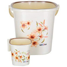 Deals, Discounts & Offers on  - Nayasa Plastic Square Deluxe Bathroom Bucket 25 LTR & Mug 1.5 LTR Set (Cream)