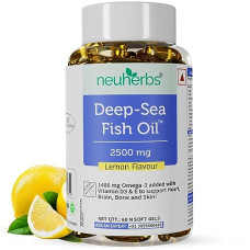 Deals, Discounts & Offers on  - Neuherbs Deep Sea Omega 3 Fish Oil - Omega 3 Supplement Triple Strength 2500 Mg, Vitamin D - Fish Oil softgels With No Fishy Burps with Lemon Flavour- 60 Softgel