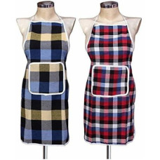 Deals, Discounts & Offers on  - Shri Anand Creations Cotton Chef's Apron - Free Size(Multicolor, Pack of 2)