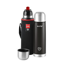 Deals, Discounts & Offers on  - Cello Duro Tuff Steel Series Flip Flask | Hot and Cold Stainless Steel Water Bottle | Durable DTP Coating and Thermal Jacket | Vacuum Insulated Bottle