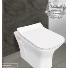 Deals, Discounts & Offers on  - clayplus Premium Grade Ceramic Floor Mounted European Water Closet/One Piece Western Toilet Commode/EWC Battle S Trap with Soft Close Slim Seat Cover Western Commode (White) Western Commode(white)