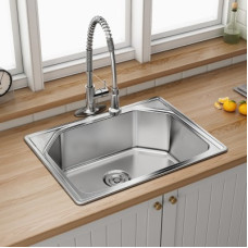Deals and Offers on - MESSINA Matte Finish Handmade 24X18X10 Kitchen Sink With Waste Coupling Vessel Sink(SILVER) Deals, Discounts & Offers on - MESSINA Matte Finish Handmade 24X18X10 Kitchen Sink With Waste Coupling Vessel Sink(SILVER)