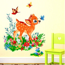 Deals, Discounts & Offers on  - Flipkart SmartBuy 55 cm Wall Stickers Deer with Butterflies in Jungle
