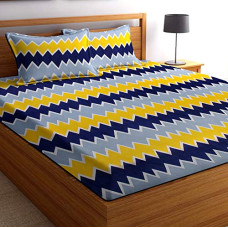 Deals and Offers on - VAS COLLECTIONS 3D Printed 144 Tc Microfiber Double Bedsheet with 2 King Size Pillow Covers (Double) (Yellow & Blue) Deals, Discounts & Offers on - VAS COLLECTIONS 3D Printed 144 Tc Microfiber Double Bedsheet with 2 King Size Pillow Covers (Double) (Yellow & Blue)