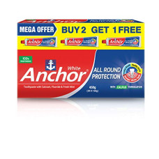 Deals and Offers on - Anchor All Round Protection White Toothpaste 450gm (150g x 3) Deals, Discounts & Offers on - Anchor All Round Protection White Toothpaste 450gm (150g x 3)