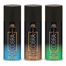 Deals, Discounts & Offers on Beauty Care - ST.JOHN COBRA Deodorant For Men, Deodorant For Women, Deo For Men, Deo For Women, Long Lasting Protection Deodorant Spray, COBRA - Cool, Live & Sport (150ml Each - Pack of 3)