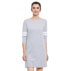 Deals, Discounts & Offers on Women - Miss Chase Women's Super Soft Solid Round Neck 3/4th Sleeves Paneled Color Block Mini Shift Dress
