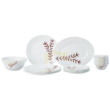 Deals and Offers on - Larah by Borosil Fluted Oak Dinner Set 21 Pieces, Opal Glass Dinner Plates & Bowls Crockery Set Deals, Discounts & Offers on - Larah by Borosil Fluted Oak Dinner Set 21 Pieces, Opal Glass Dinner Plates & Bowls Crockery Set