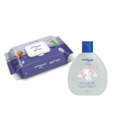 Deals, Discounts & Offers on Baby Care - Bumtum Baby Gentle 99% Pure Water Wet Wipes with Lid - 72 Pcs.(Pack of 1) & Baby Massage Oil (200 ML) Combo