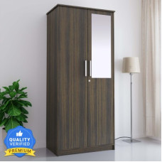 Deals, Discounts & Offers on Furniture - Flipkart Perfect Homes Julian Engineered Wood 2 Door Wardrobe(Finish Color - Almond Walnut, Mirror Included, Knock Down)