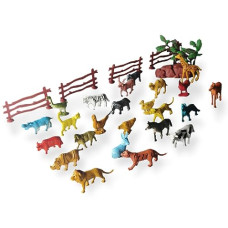 Deals, Discounts & Offers on  - ToyMagic Animal Figure Toy Set of 31 Pcs|Farm & Jungle Animal Figure Playsets with Artificial Tree & Fencing|Birthday & Return Gifts|Learning Educational Animal Toyset