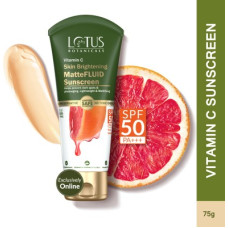 Deals, Discounts & Offers on  - Lotus Botanicals Vitamin C Matte Fluid Sunscreen | Sun Protect & Skin Brightening | SPF 50 - SPF 50 PA+++(75 g)
