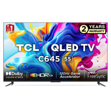 Deals, Discounts & Offers on Televisions - [For OneCard Credit Card EMI ] TCL 139 cm (55 inches) 4KUltra HD Smart QLED Google TV 55C645 (Black)