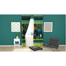 Deals and Offers on - Lushomes 275 cm (9 ft) Polyester Room Darkening Long Door Curtain Single Curtain(Printed, Green, Blue) Deals, Discounts & Offers on - Lushomes 275 cm (9 ft) Polyester Room Darkening Long Door Curtain Single Curtain(Printed, Green, Blue)